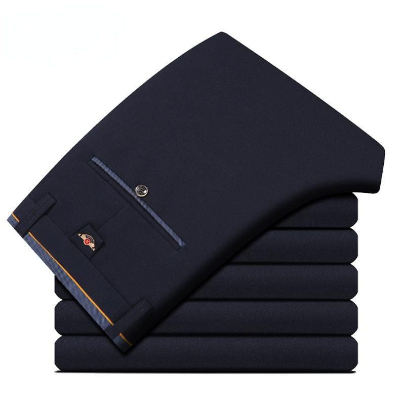 2021 Men's Spring Autumn Fashion Business Casual Long Pants Suit Pants Male Elastic Straight Formal Trousers Plus Big Size 28-40