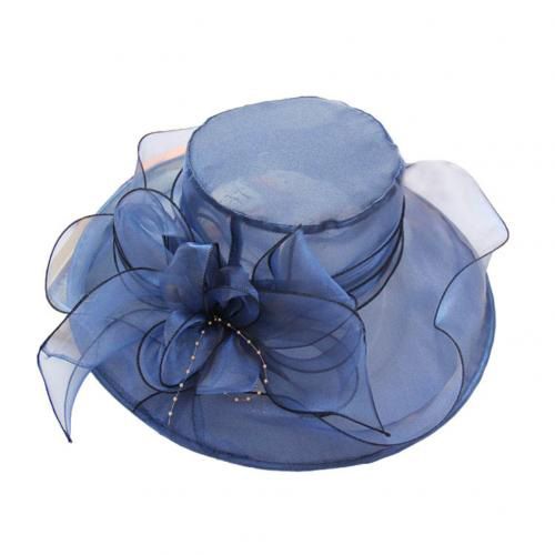 Floral Organza Wide Brim Church Kentucky Derby Fascinator Lady Tea Party Sun Beach Hat Women elegant Cap