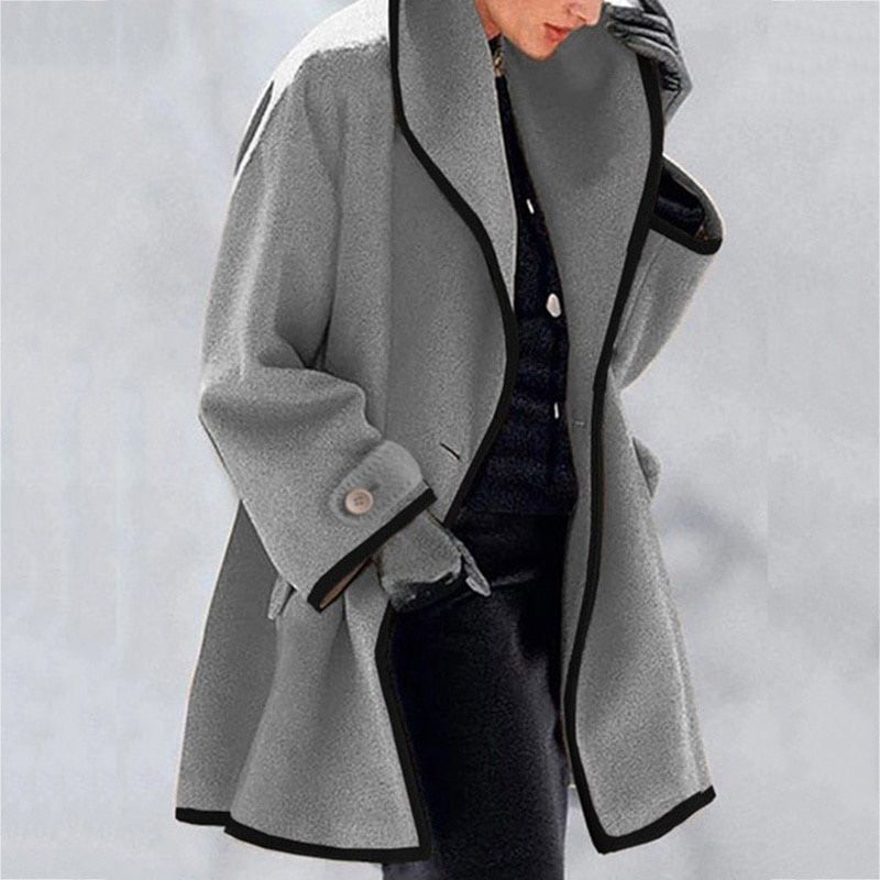 Womens Retro Winter Overcoat Coats Lapel Cardigan Single Button Jackets Trench Ladies Warm Long Overcoat Plus size Outerwea
