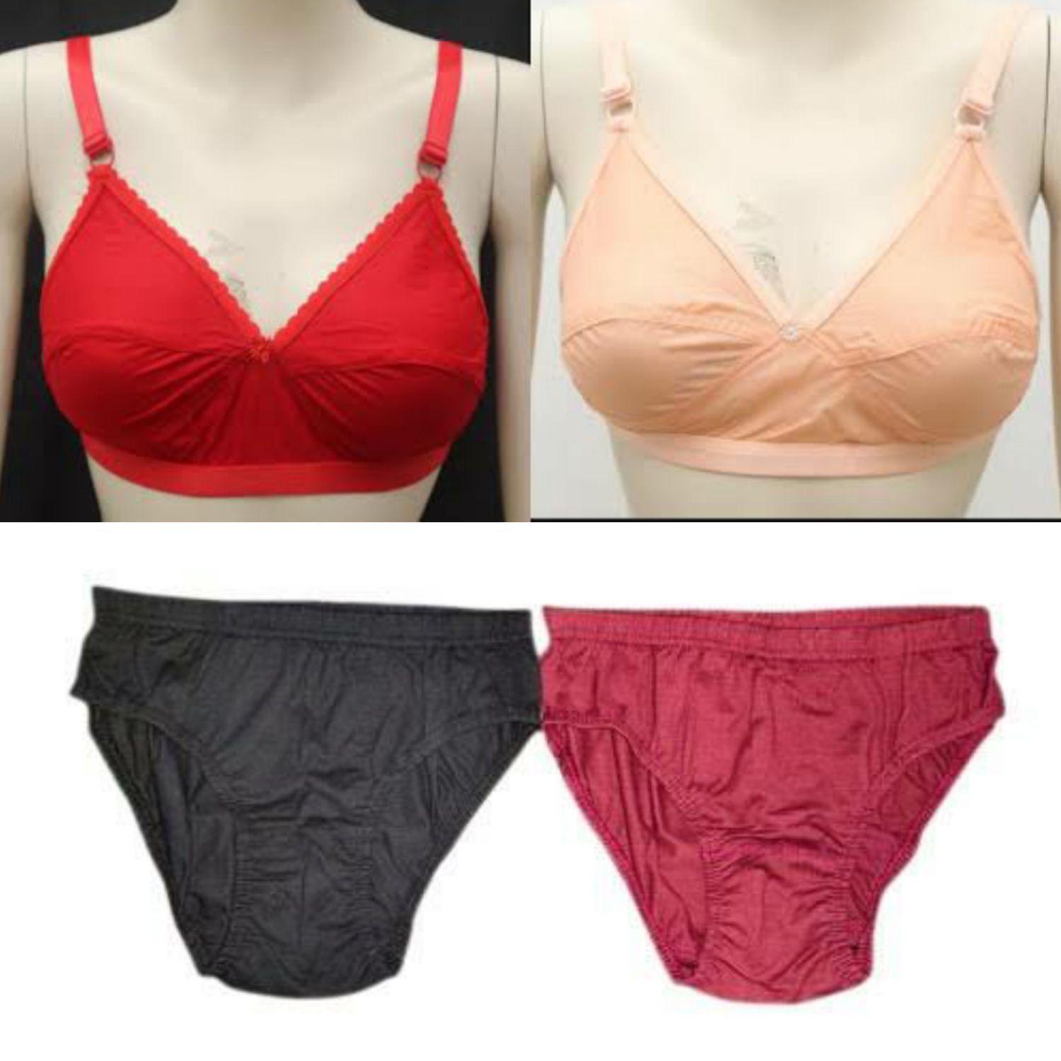 4 piece cotton bra & panties for Women - Bra - Bra For Girls