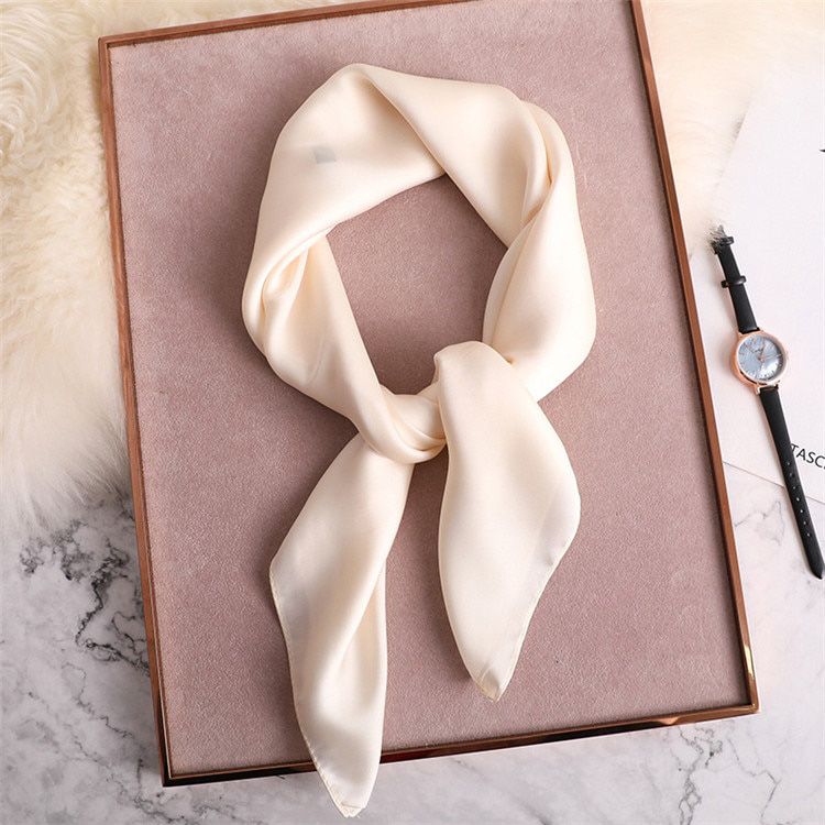 2021 New Fashion Summer Silk Square Scarf Solid Women Satin Neck Hair Tie Band Soft Beach Hijab Head Female Foulard Free Shiping