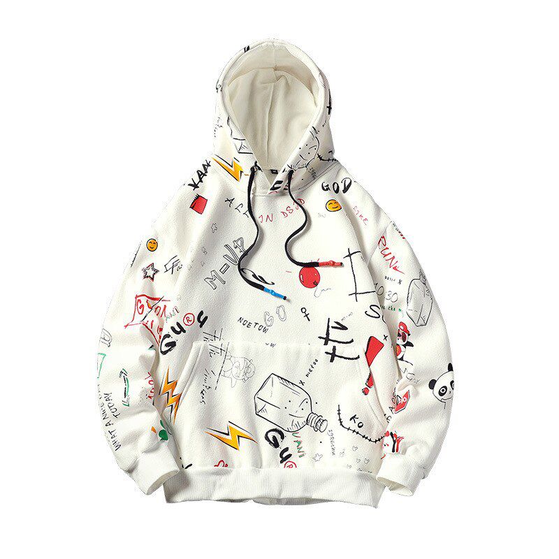 GONTHWID Japanese Anime Graffiti Print Hooded Sweatshirts Streetwear  Hop Harajuku Casual Pullover Hoodies Mens Fashion Tops