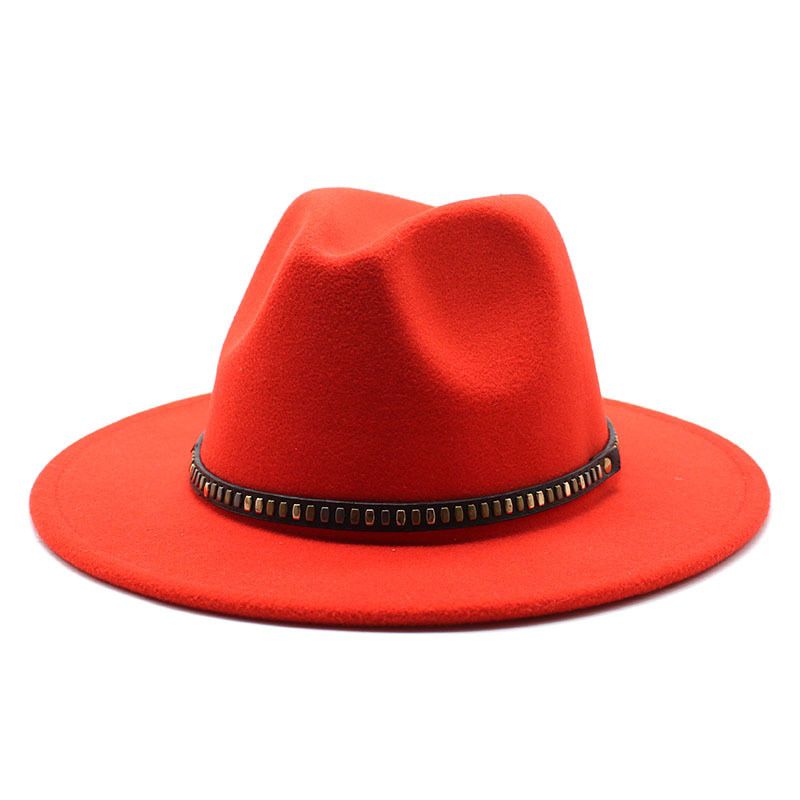 New Fashion Western Wide Brim Fedora Men Women Hat Faux Woolen Jazz Hat  Autumn Winter Cap