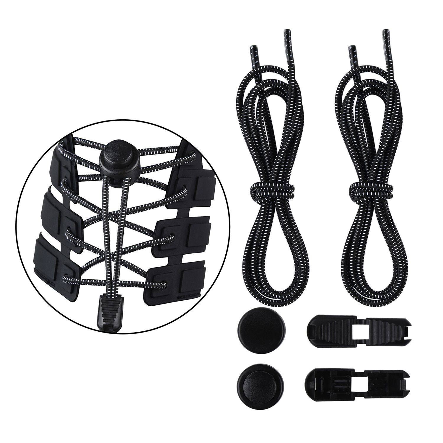 Hellery Elastic Shoe Laces No Tie Elastic Shoelaces with Lock Device Adjustable Tieless Shoe Laces Strings Fits Adults and Kids Boots and Casual Shoes