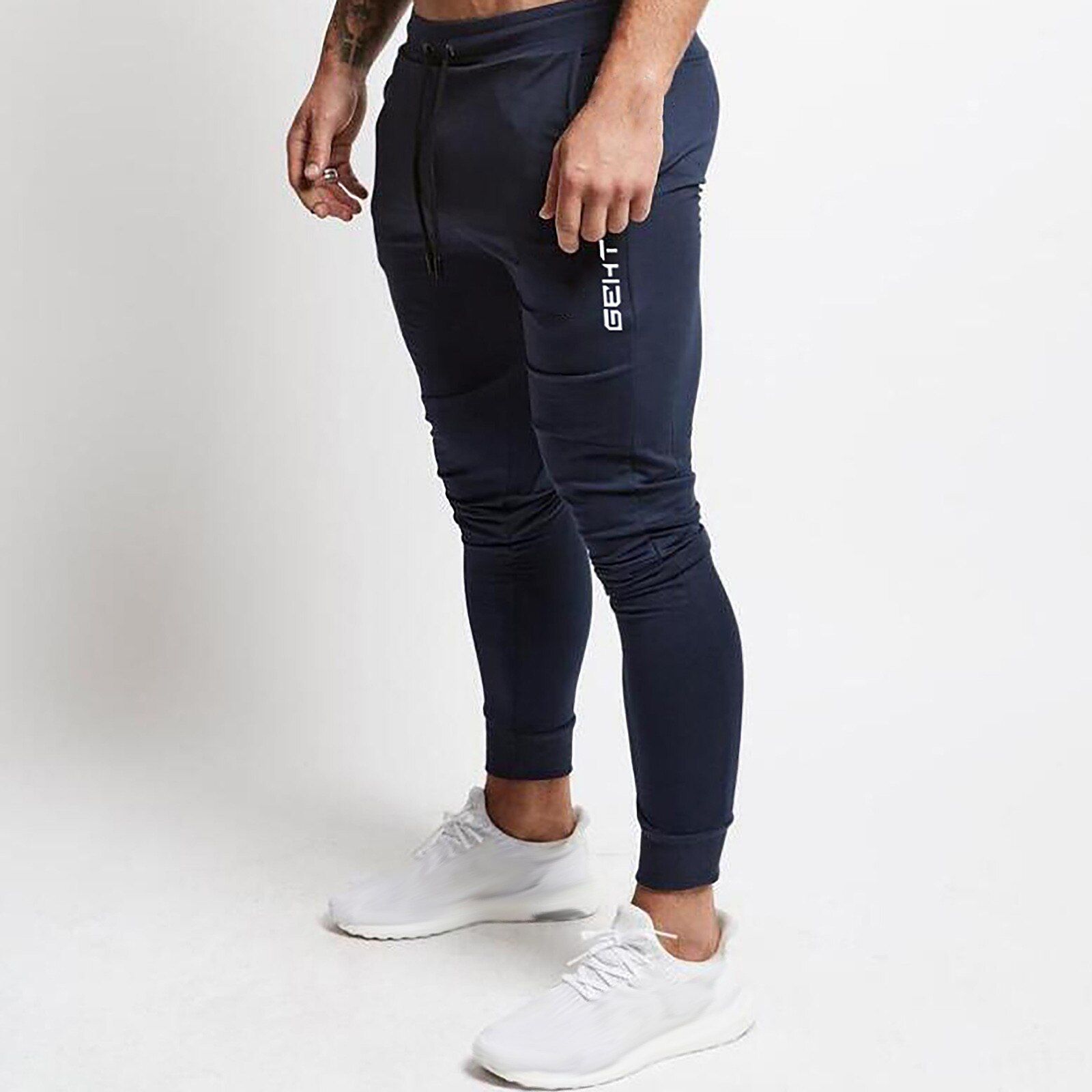 Men Running Trousers Male Elastic Sportswear Multi-pocket Small Feet Slim Tooling Casual Trousers Loose Breathable Sweatpants