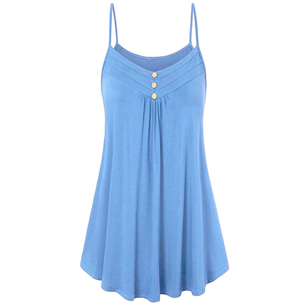 Summer Tank Top Womens Tunic Button V Neck Tops Sleeveless Loose Casual Camis Ladies Clothes Women haut femme#H20
