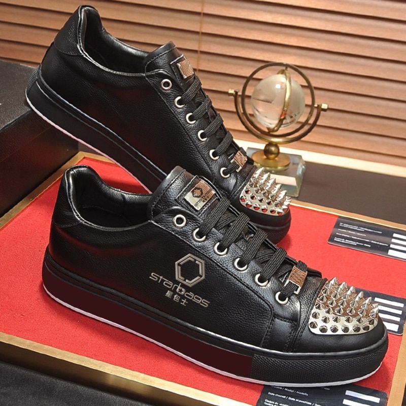 Star bag PP Europe station 2020 new high-top shoes men's plashoes leather rivet leather Martin boot ankle boots popular logo
