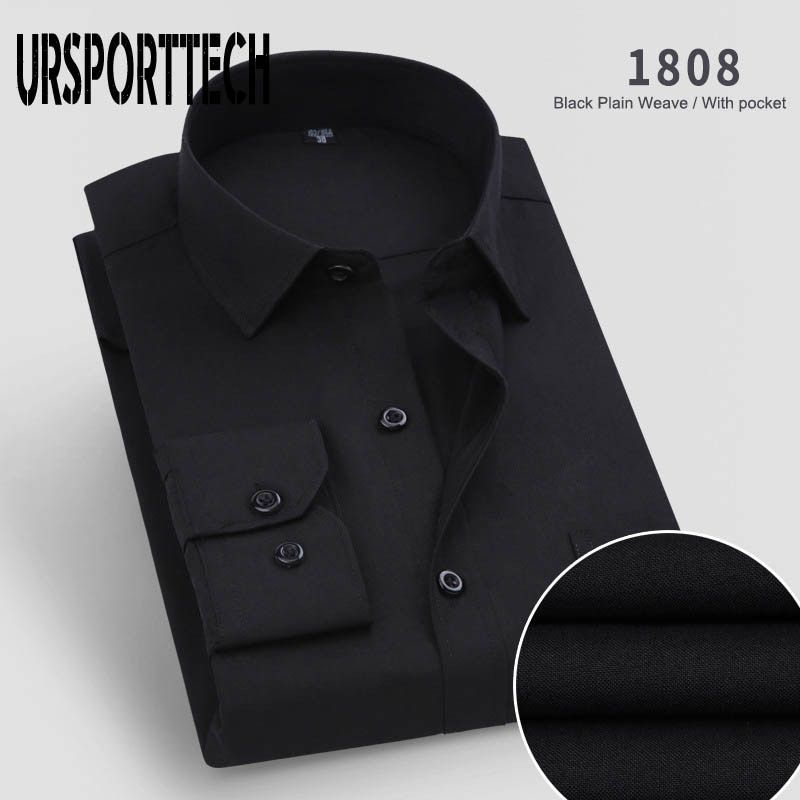 Fashion Men Long Sleeve Shirt Slim Fit New Brand Solid Color Business Office Formal Men Dress Shirt Plus Size Male Shirt Chemise