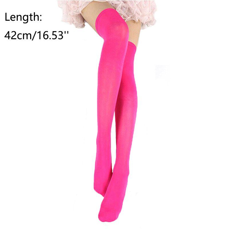 Women Girls Sexy Thigh High Stockings Cosplay Warm Stocking Candy Color Elastic Medias Ladies Opaque Calze