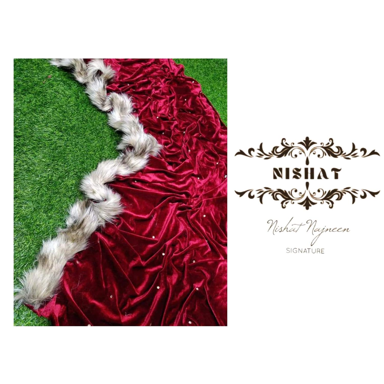 Indian New Velvet Shawls With Stone Work Fabric For Women in Winter