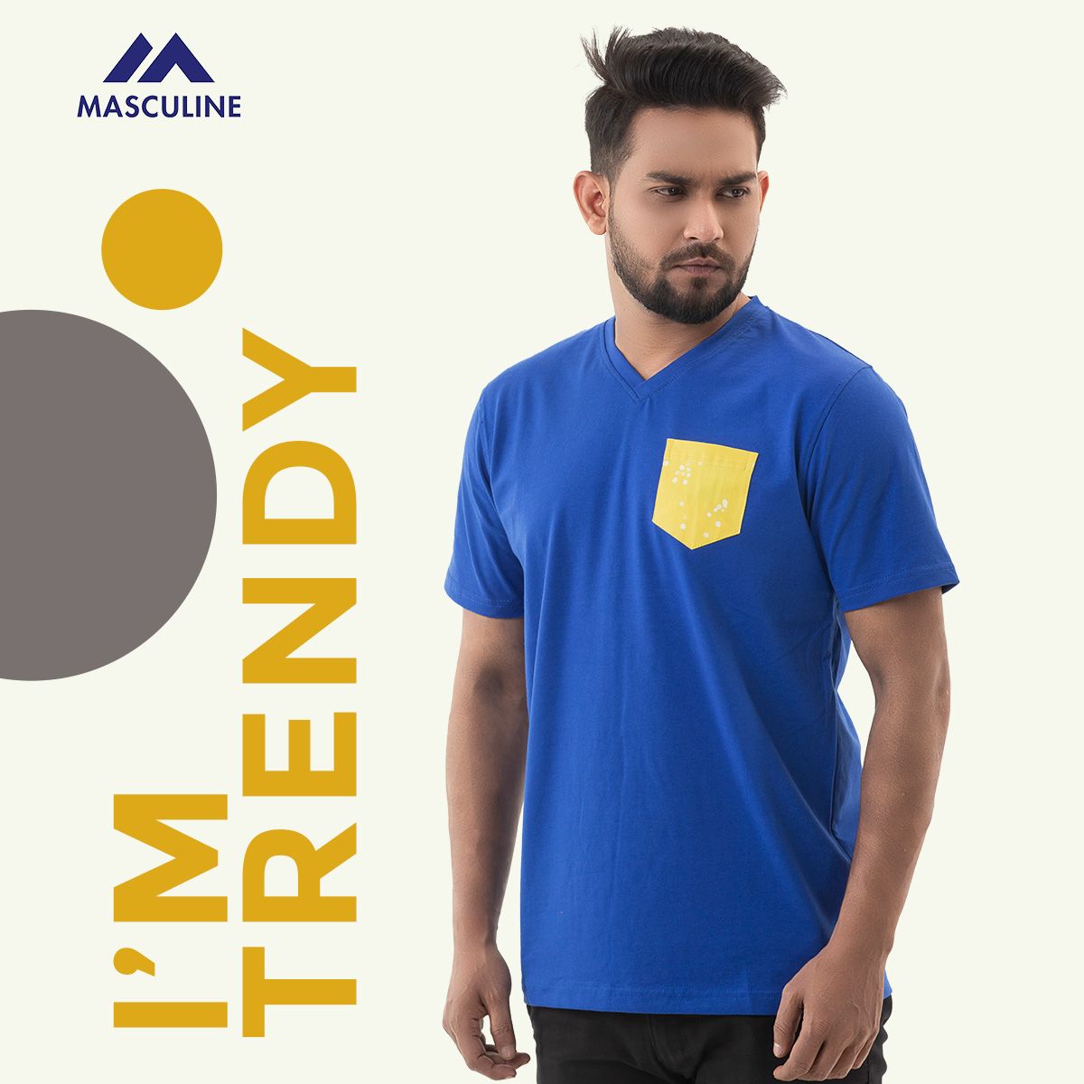 Solid V-neck Pocket T-shirt