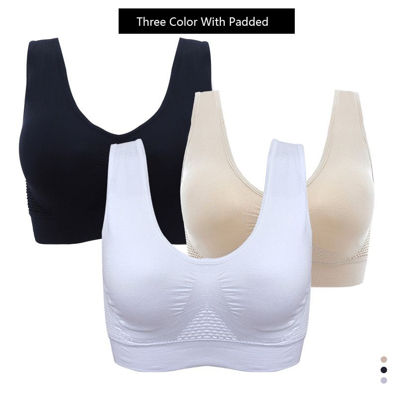 iClosam 3 Pieces Women Seamless Wirefree Bra Plus Size Comfortable Cotton Breathable Underwear Wireless Push Up Bra