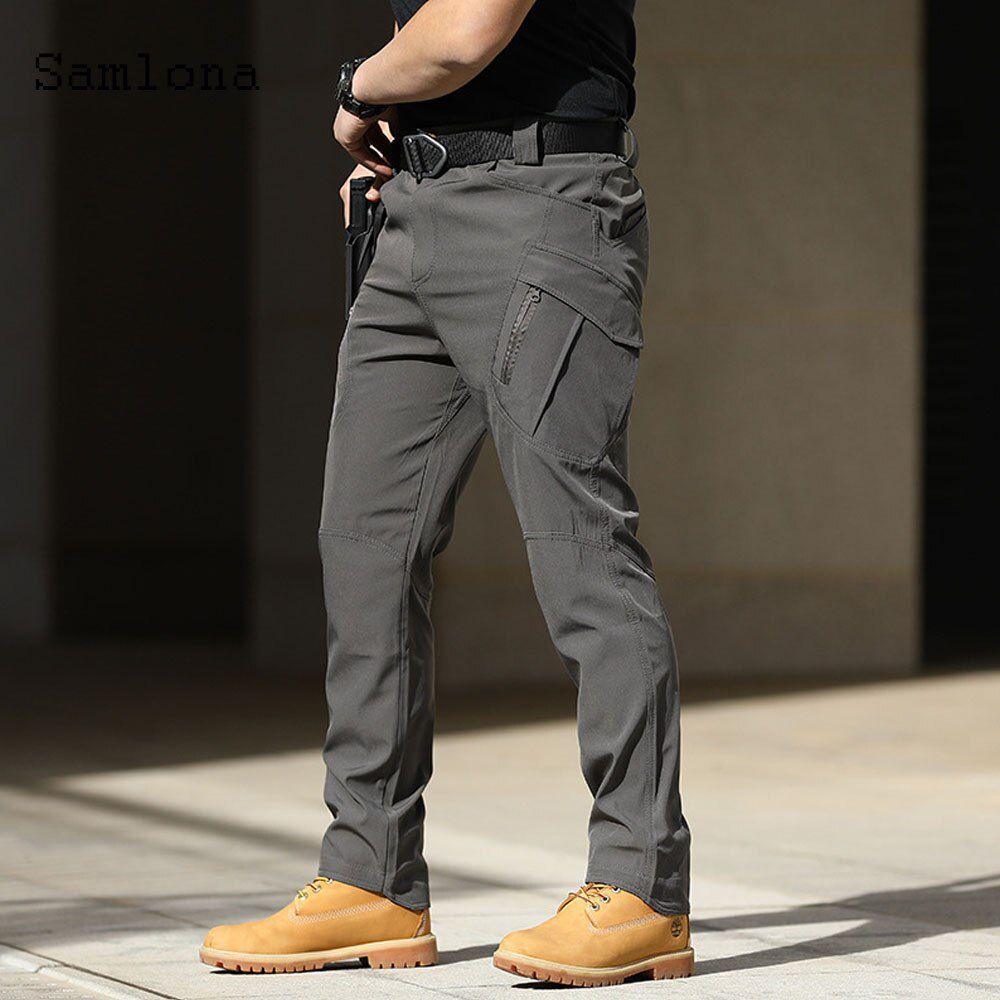 Plus Size Mens Casual Pants Summer Moto & Bike Pants Male Zipper Pockets Trouser New Outdoor Leisure Pant