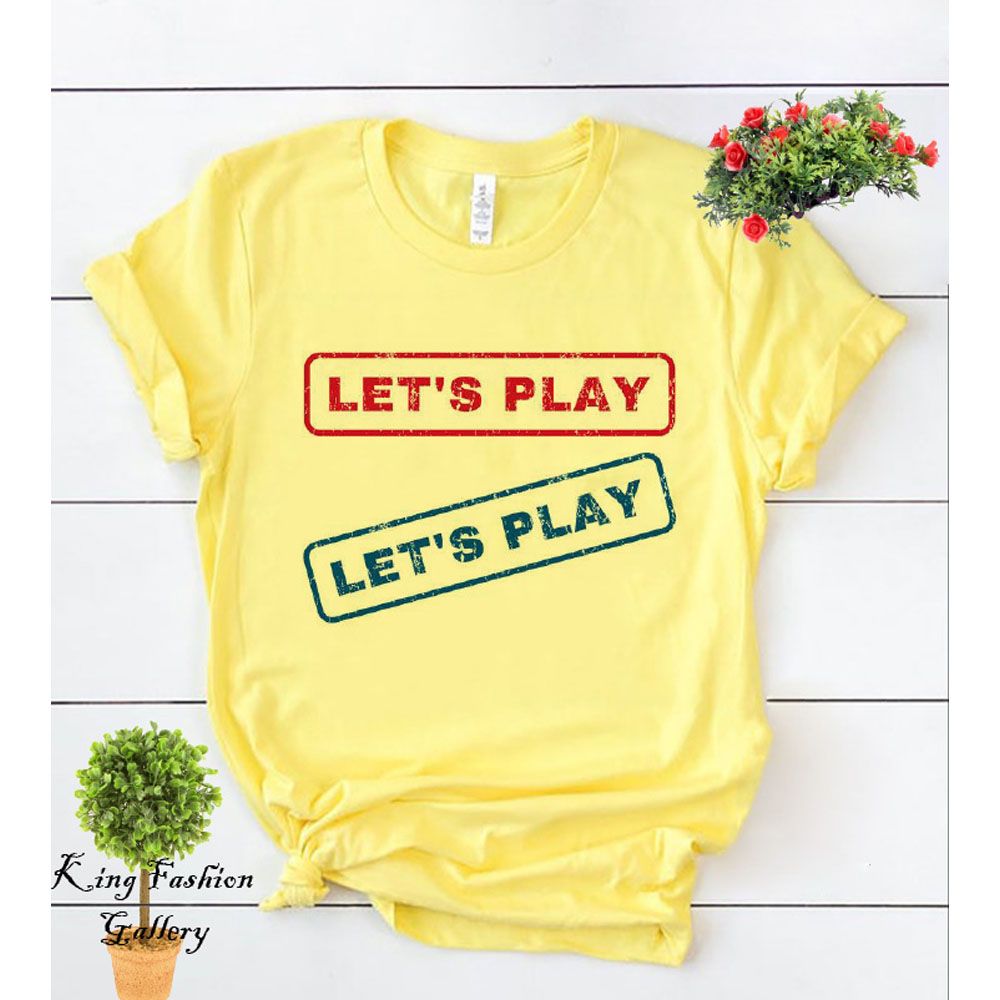 Let's Play yellow short sleeve T-Shirt For men
