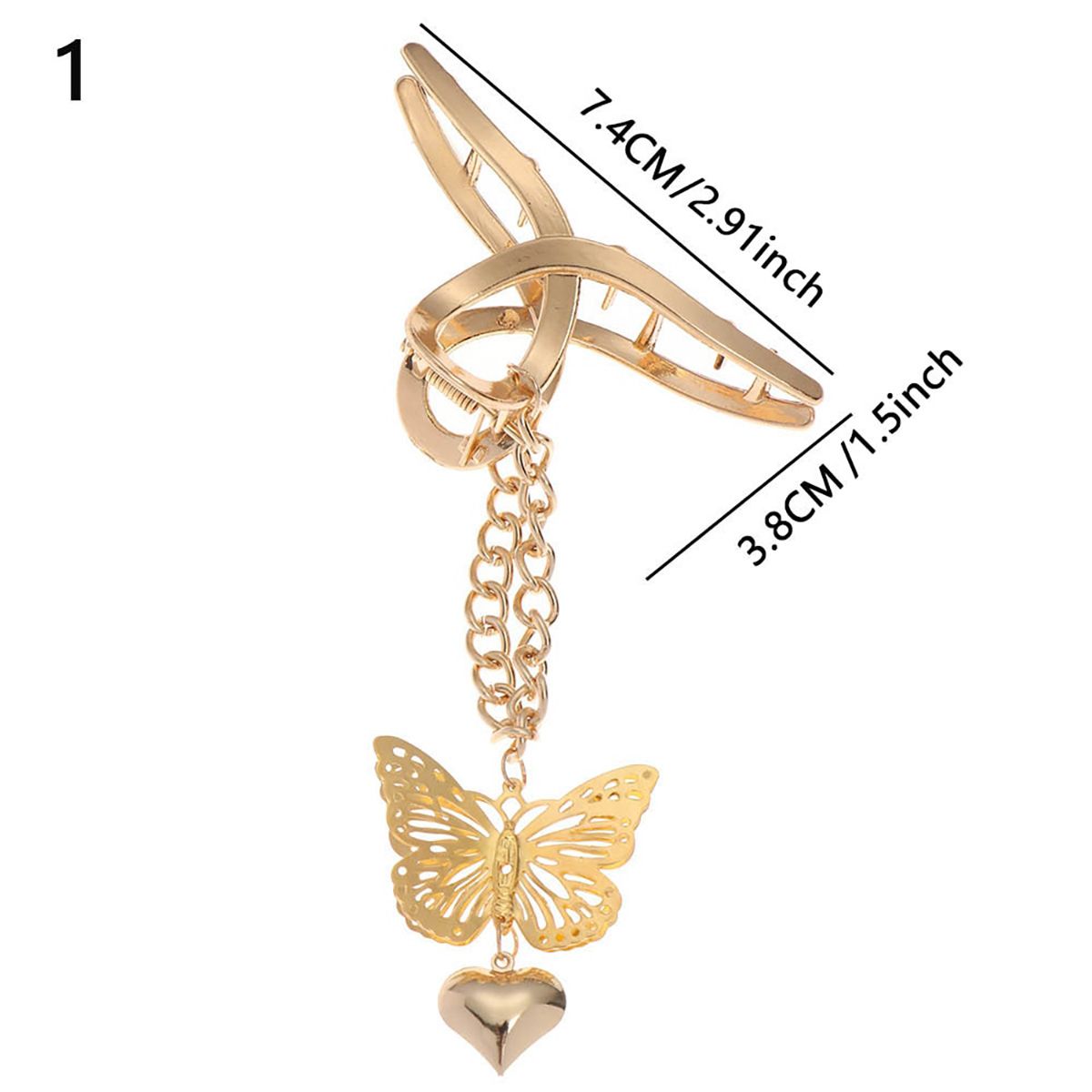 1PC Fashion Korea Vintage Goth Butterfly Love Pendant Hairpin Women Elegant Headwear Hair Jaw Grip Hair Styling Tools