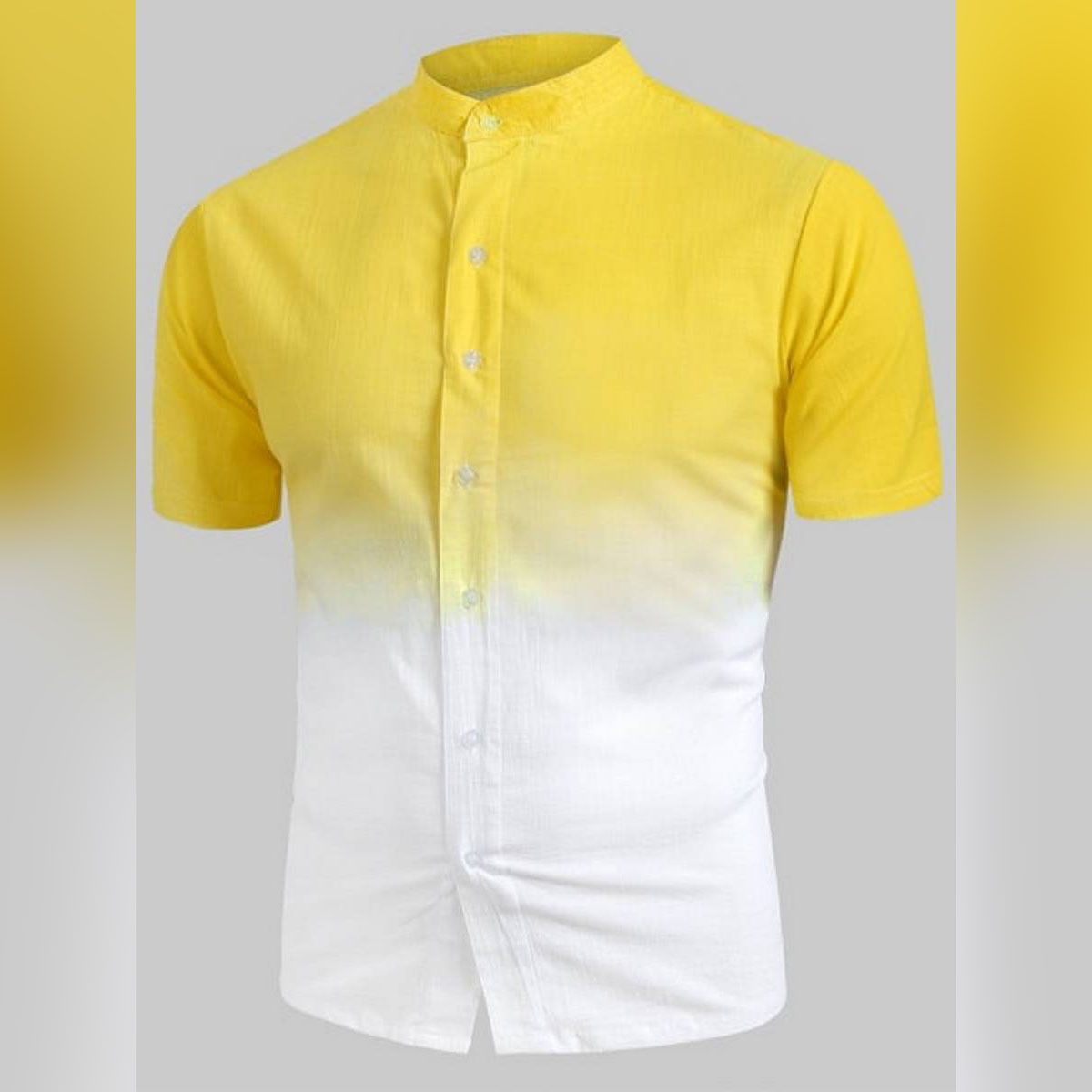 White and Yellow styles print Cotton half Sleeve Casual Shirt For Men