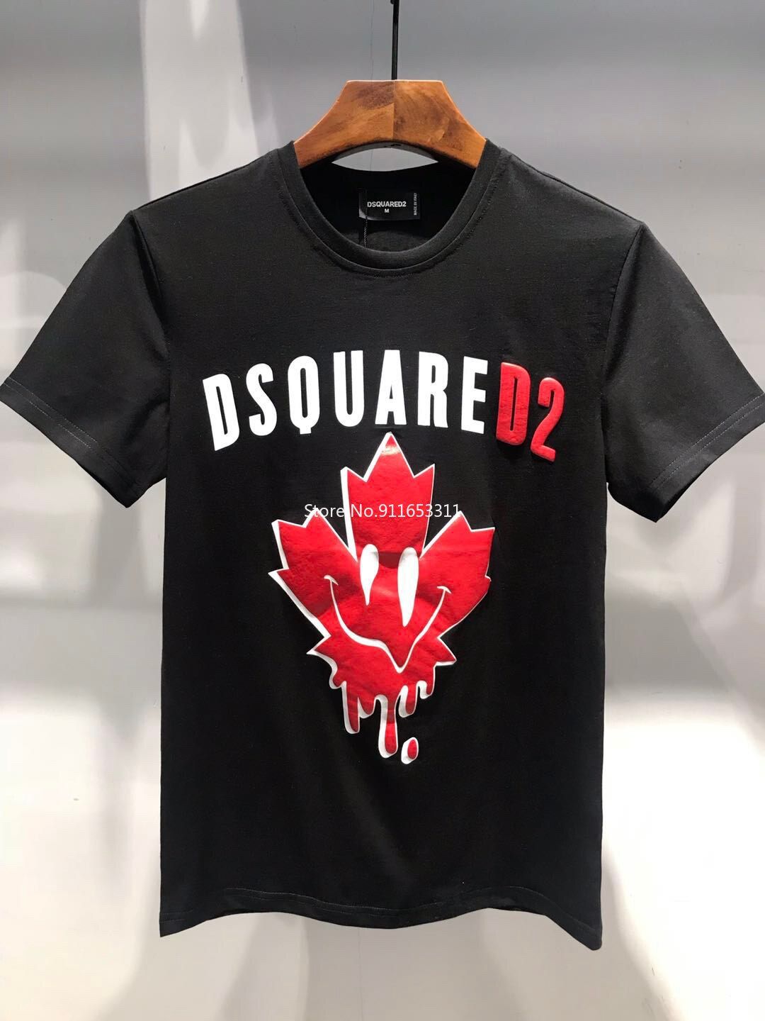 Summer Top Brand Dsquared2 Men's Maple leaf O-neck Short-sleeved T-shirt Pure Cotton Casual Simple T-shirt