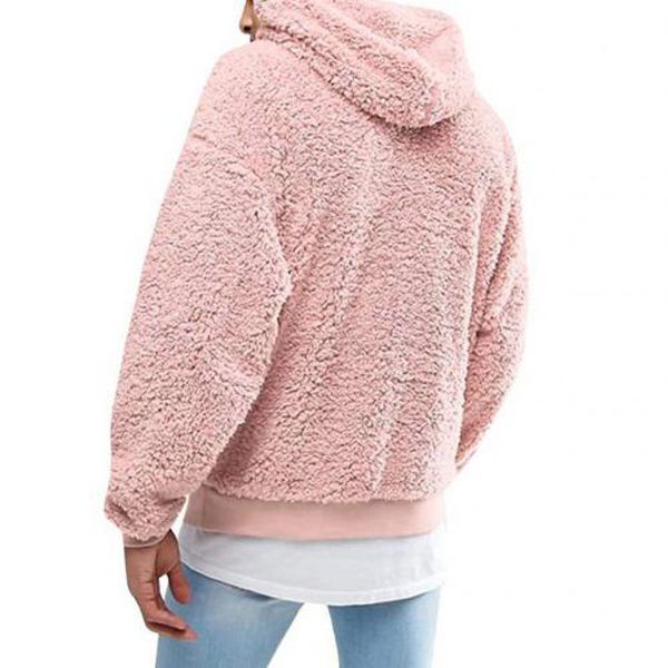Autumn Winter Men Tops Solid Fashion Casual Men Drawstring Hooded Long Sleeve Pullover Hoodie Lamb Plush Thick Pocket Sweatshirt