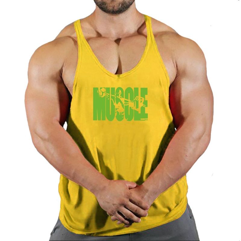 Gym Cotton Singlets Canotte Bodybuilding Stringer TaTop NO PANI NO GAIN Fitness Shirt Muscle Guys Sleeveless Tanktop
