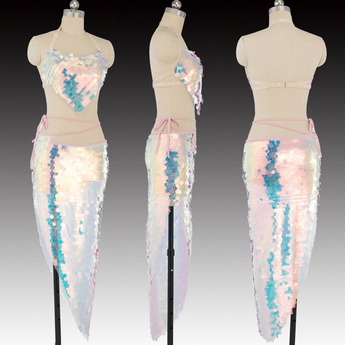 2 Type Indian Belly Dance Costumes Bra&Hip Scarf Wrap Skirt Clothes Sequins