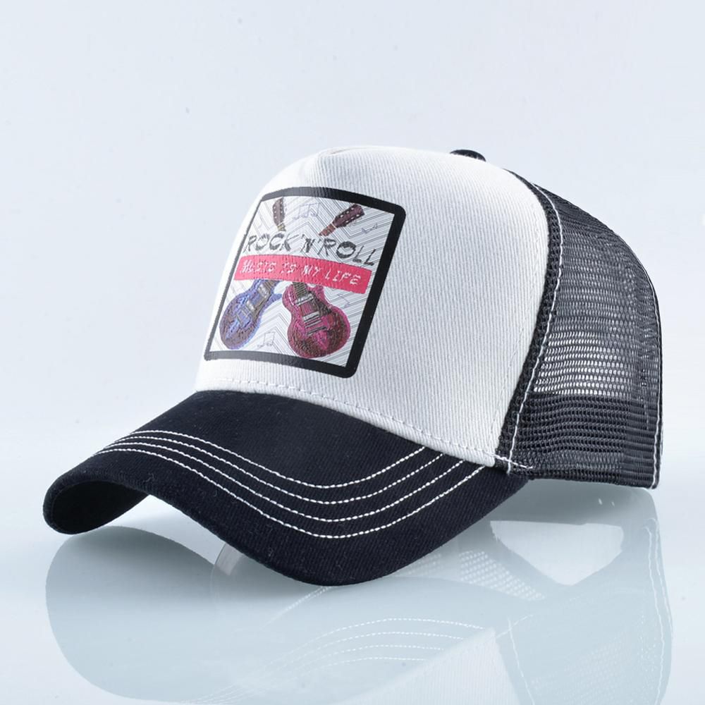 Fashion rock roll patch baseball cap men adjustable trucker hip caps snapback hat women summer mesh fitted hats