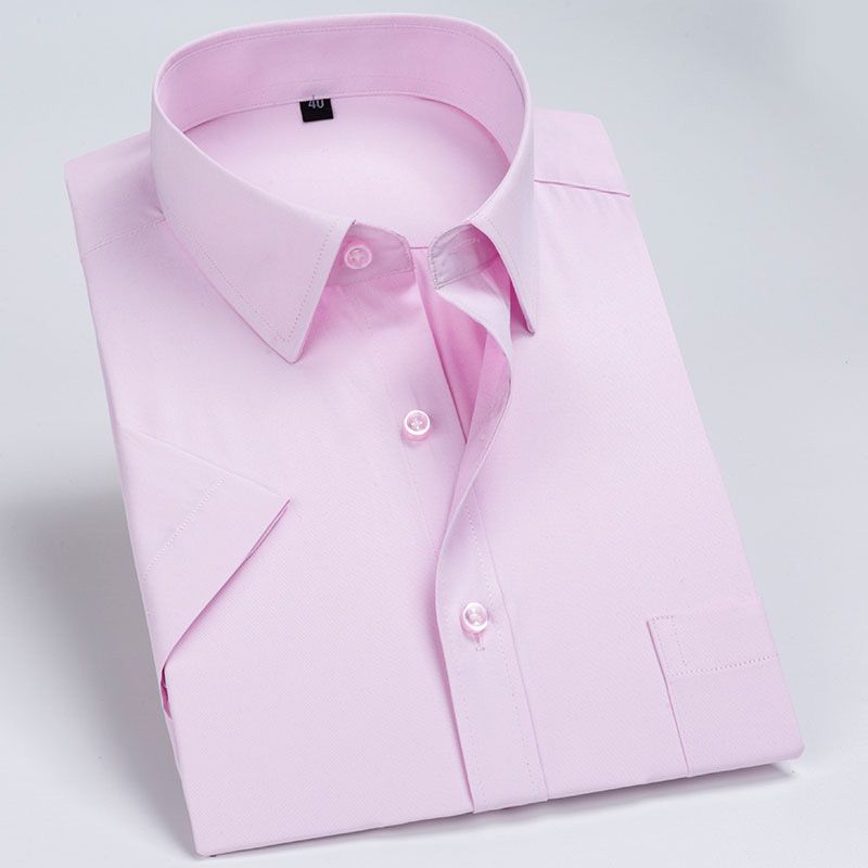 Fashion New Men's Short Sleeve Dress Shirt Solid Color Formal Business Soft Standard-Fit Summer New Work Tops Smart Casual Shirt