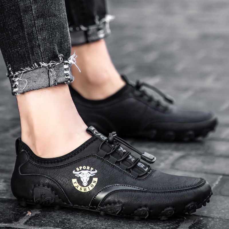 Spring And Summer Men Casual Octopus Peas Lazy Shoes Breathable Leather Shoes