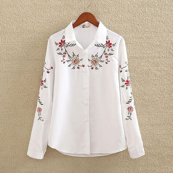 Best Quality Embroidery Work White Shirt For Women