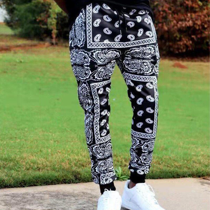 European And American Tide Spring And Autumn 3D Personality Printing ew Flower High Street Training Casual Men's Pants