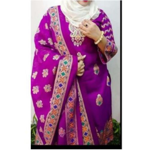 Unstitched Cotton Screen Printed Salwar Kameez for Women ( Suti 3pcs ) Magenta Color