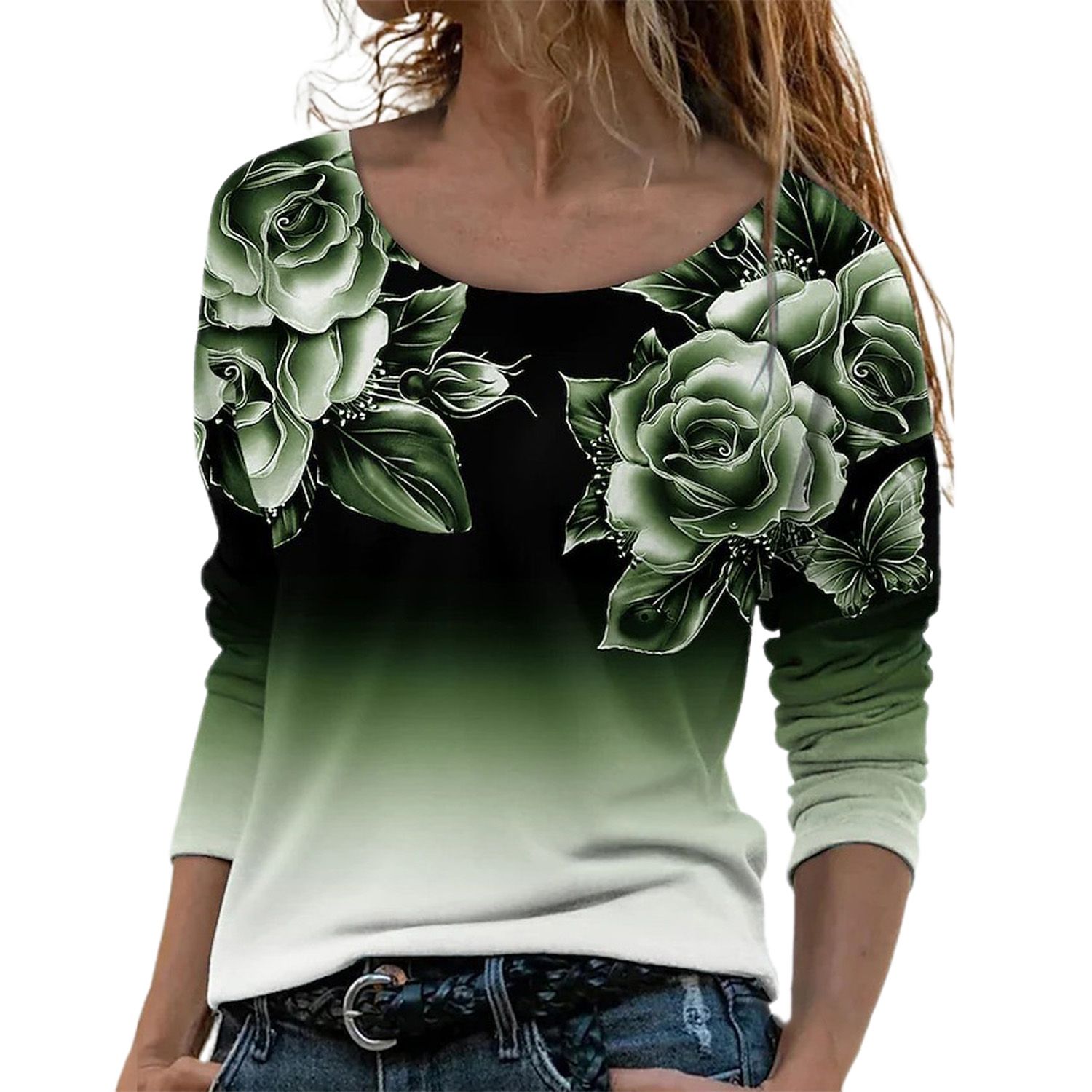 Pullover T-shirt Print Patchwork Round Neck Tee Shirt