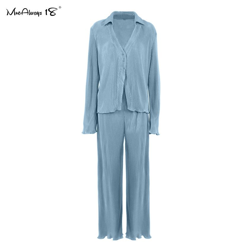Spring Summer Green Pleated Pants Women Fashion Elastic Waist Wide Leg Pants Loose Ladies Office Casual Pants