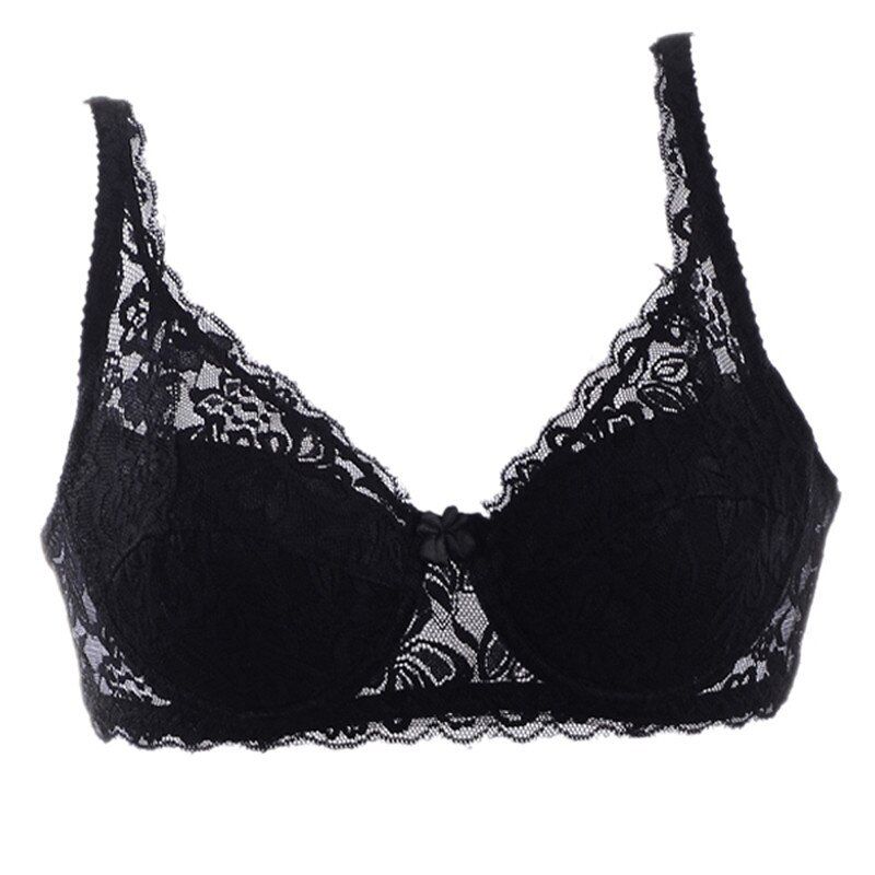 Ladies Women  Underwear 3/4 Cup Gather Push Up Bra Padded Lace Sheer Bra