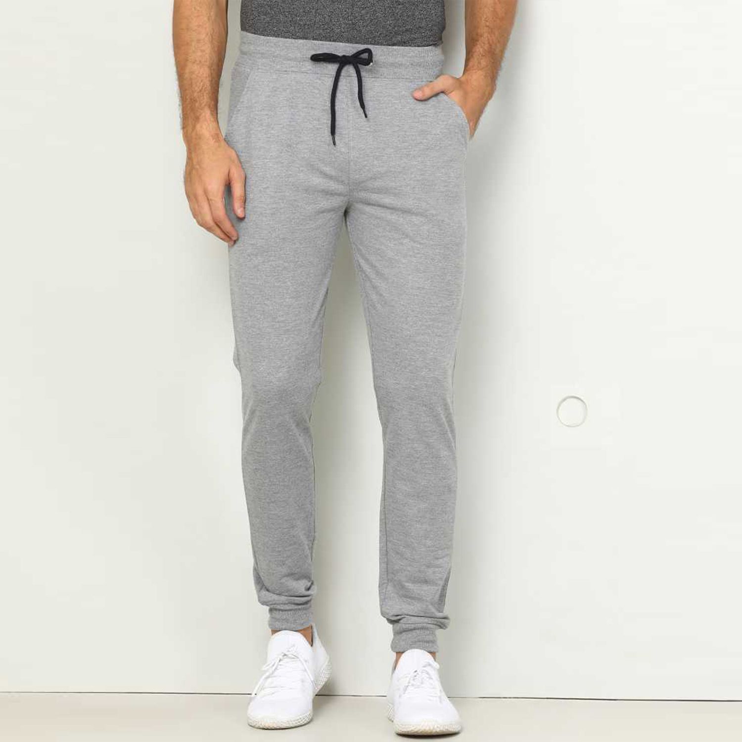 Light Grey Cotton Joggers for Men