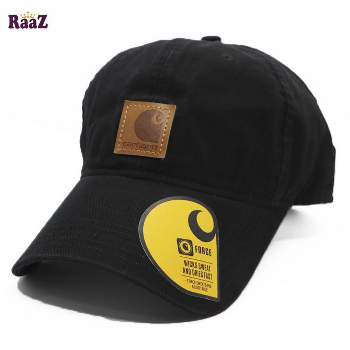 Black Carhartt Force Sweatband Cotton Curved Cap - Cap