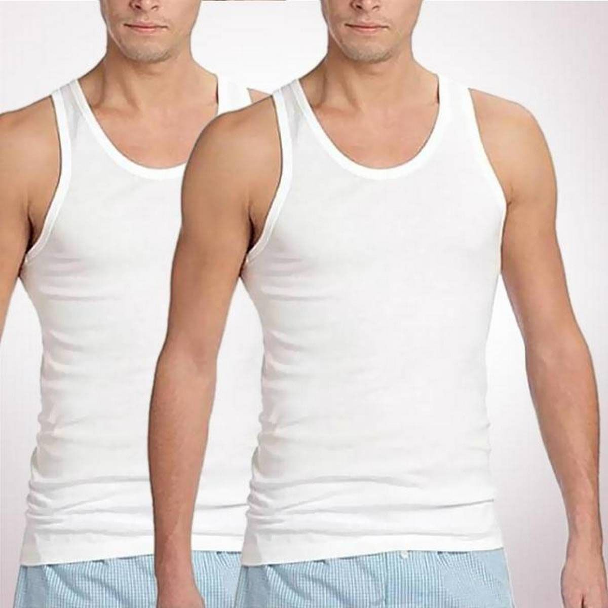 White Cotton Undershirt For Men - 2pcs