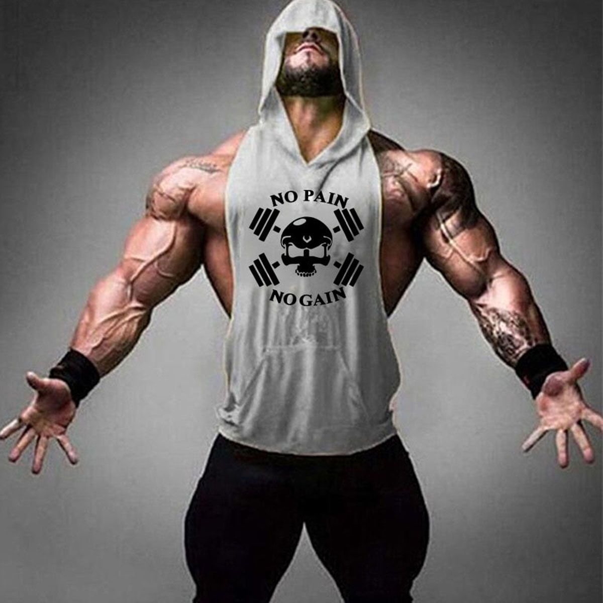 Gilet à capucur hommes sans manches Muscle Gym srt gilet mince musculation à capucHop vêtements de rue entraînemen