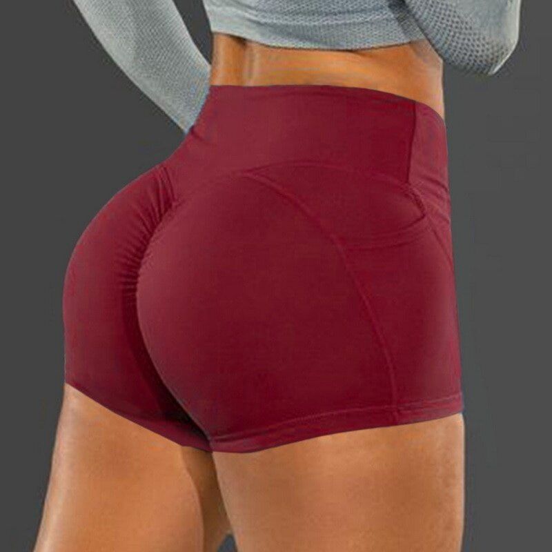 Summer Sport Shorts Women High Waist Elasticated Seamless Fitness Leggings Push Up Gym Training Gym Tights Pocket Yoga Short