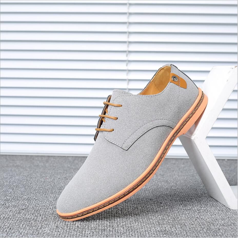DM62 2021 Spring Suede Leather Men Shoes Oxford Casual Shoes Classic Sneakers Comfortable Footwear Dress Shoes Large Size Flats