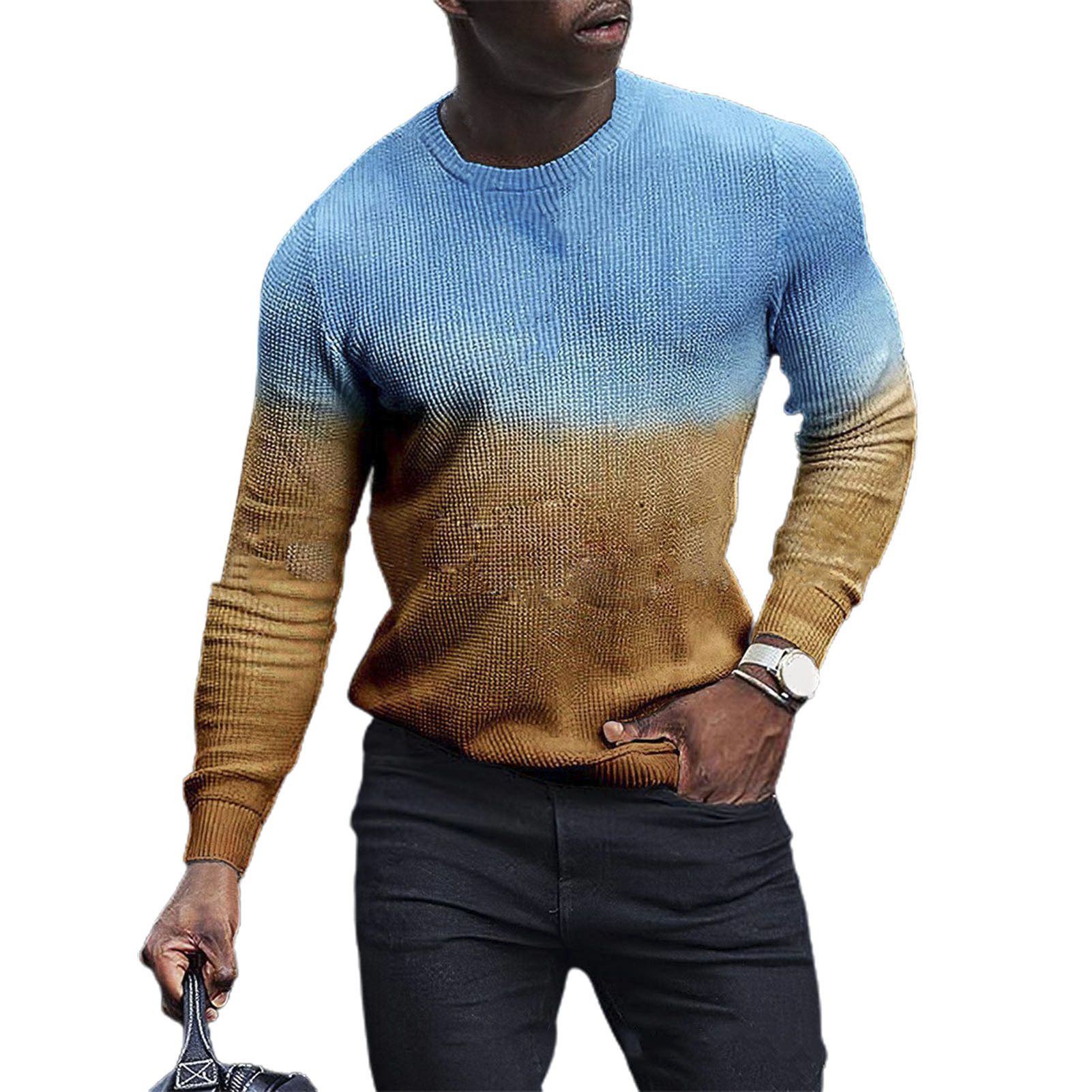 Pullover Sweatshirt Simple Elastic Printed Men Winter Sweatshirt