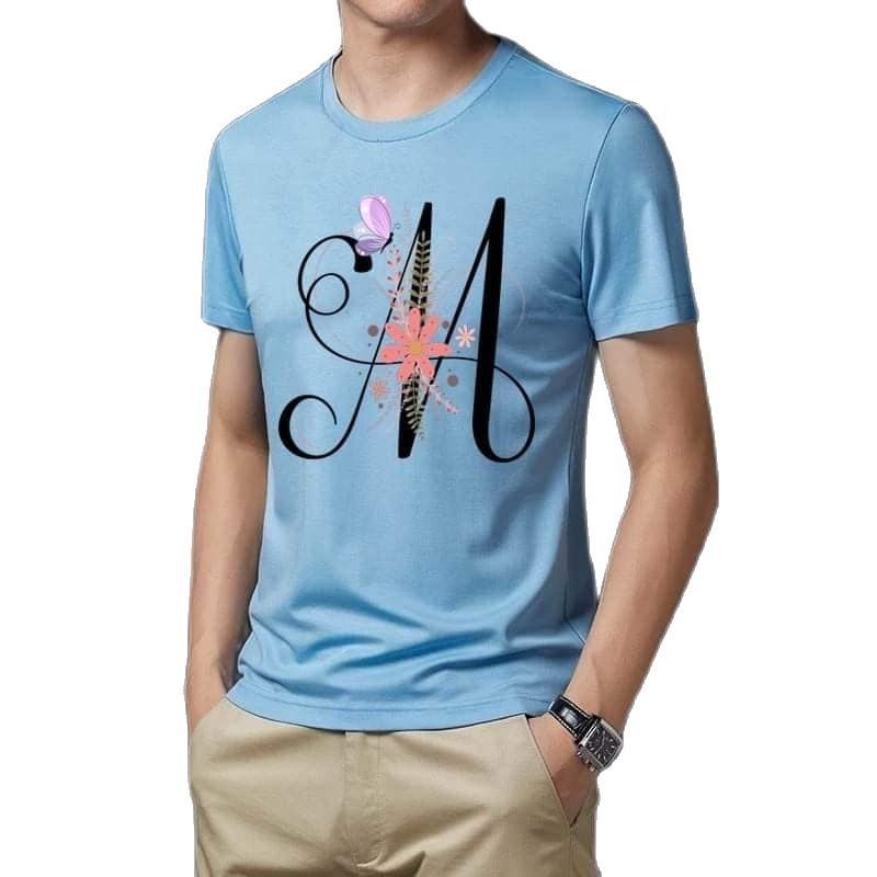 Floral Alphabet Letter "M" T-Shirt for Men's - T Shirt - T Shirt