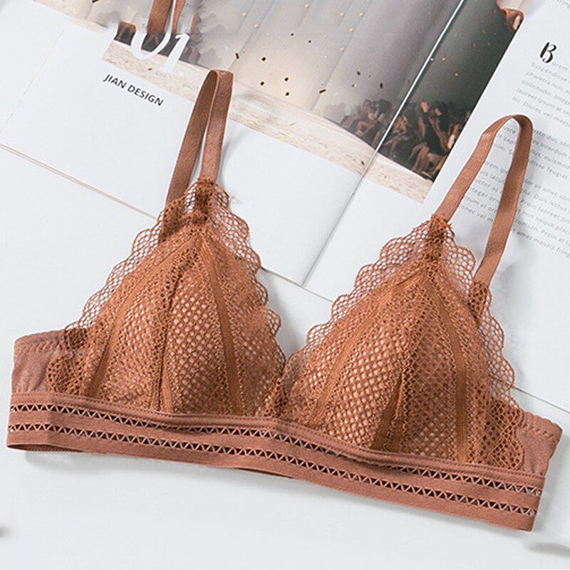 GUMPRUN  Bra For Women  Push Up Lace Embroidery Bra Triangle Cup Lingerie Wire Free Bralette Breathable Bras For Womens
