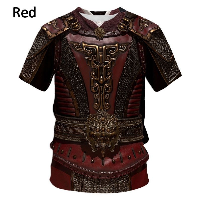 Medieval Armor 3D Print T Shirt Men's Casual Funny Round Neck Short-sleeved T-shirt