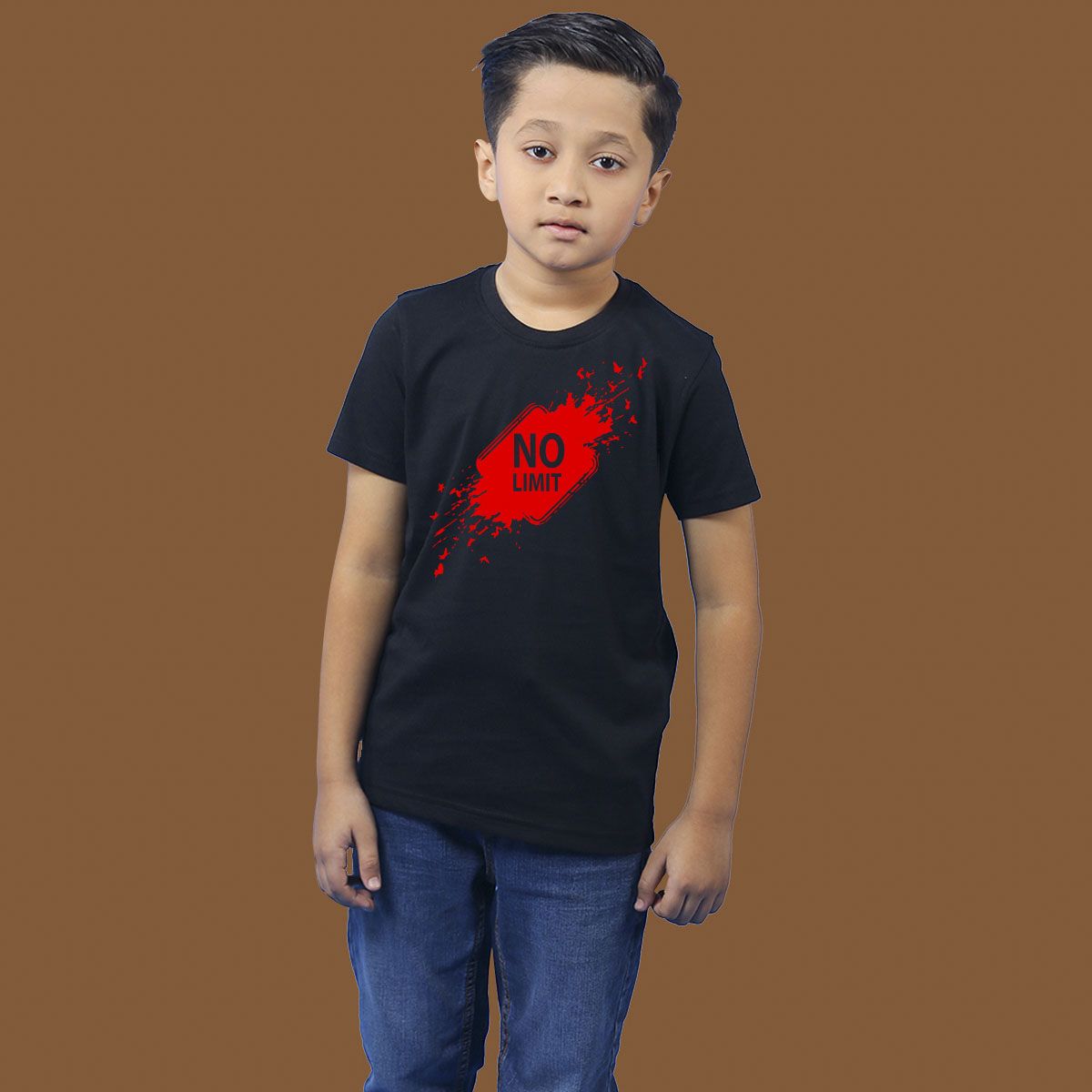 Black Cotton Half Sleeve T-Shirt for Boys - SW11460T