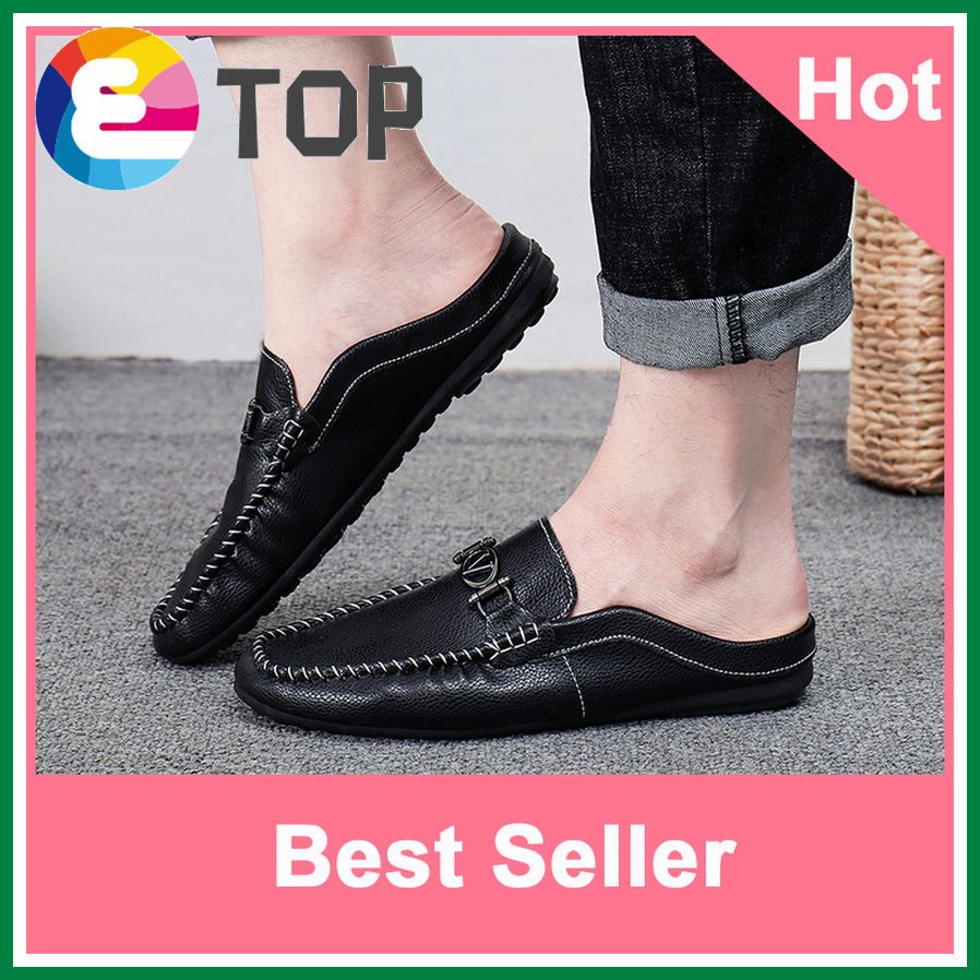 【Higher Quality】Korean Half Shoes for men Half Slippers Sandals Loafers for men New Fashion Shoes Mules for men【Promotional Deadline Aug 11】