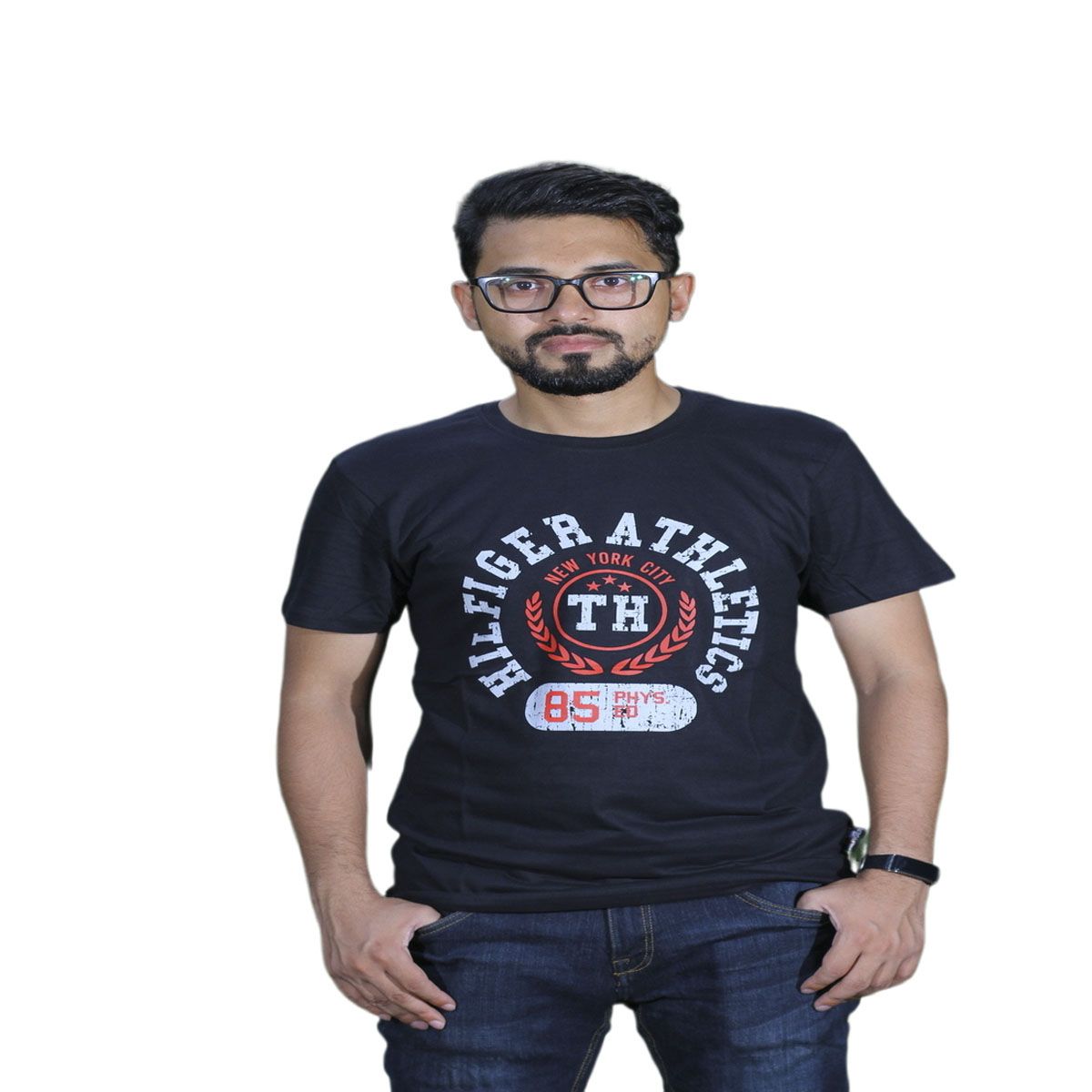 Black Color Cotton Short Sleeve T-Shirt (TH) for Men