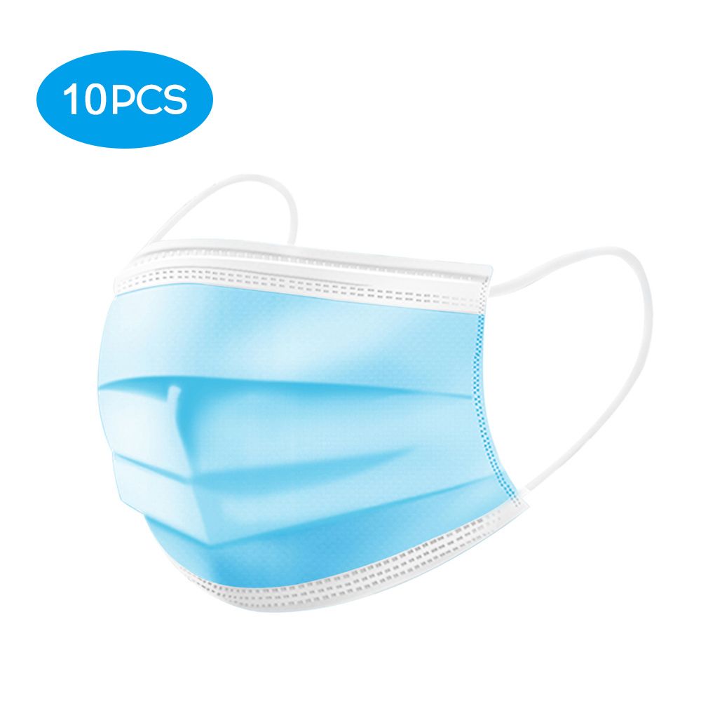 [10PCS] Disposable Masker Non-Woven Masker 3-Layer Comfortable Sanitary Masker Anti-dust Mouth Face Masker Blue