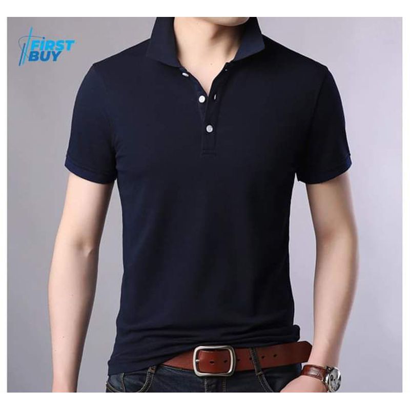 Navy Cotton Polo Shirt For Men - Polo T Shirt For Men - Polo T Shirt