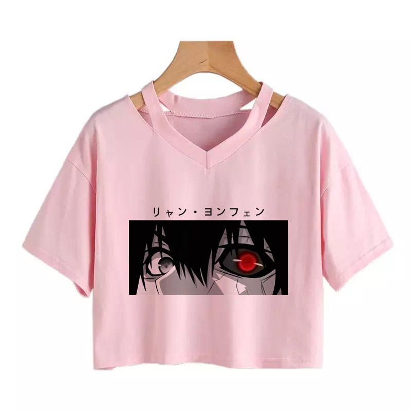 Women's T-shirt Funny anime T-shirt Gothic clothes y2k  Harajuku Oversize Tops-tee Ulzzang black Female Top Casual Sling Tee
