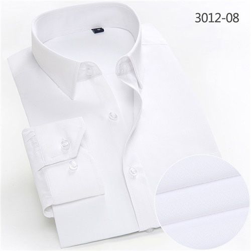 Solid Men Formal Shirt Long Sleeve Plus Size 8xl Business Mens Dress Shirts Basical Office Male Clothing with Front Pocket White